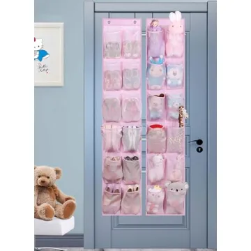 MISSLO Over the Door Shoe Organizer Pink for Kids 2 Packs