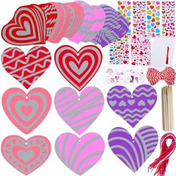 Winlyn 32 Sets Colorful Magic Color Scratch Valentine Hearts Ornaments Decorations Valentine Scratch...