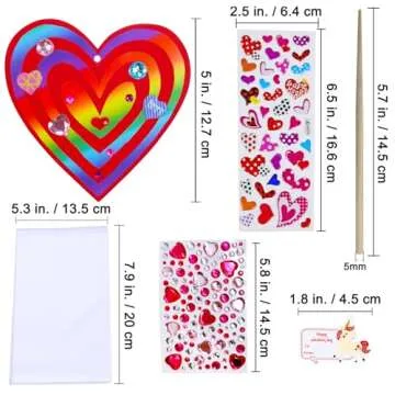 Winlyn 32 Sets Colorful Magic Color Scratch Valentine Hearts Ornaments Decorations Valentine Scratch Art Hearts Valentine's Day Craft Kits for Kids Classroom Activities Party Favors Gift Exchange