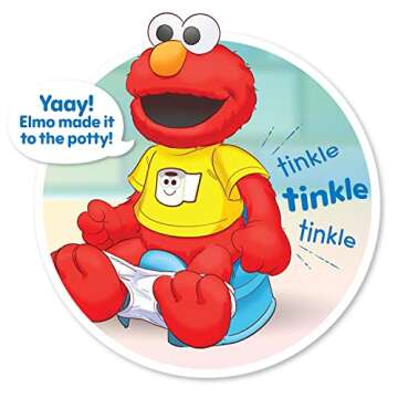 Just Play Sesame Street Potty Time Elmo 12-Inch Sustainable Plush Stuffed Animal, Sounds and Phrases, Potty Training Tool, Kids Toys for Ages 18 Month