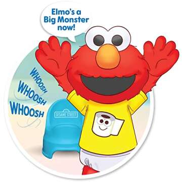 Just Play Sesame Street Potty Time Elmo 12-Inch Sustainable Plush Stuffed Animal, Sounds and Phrases, Potty Training Tool, Kids Toys for Ages 18 Month