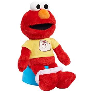 Just Play Sesame Street Potty Time Elmo 12-Inch Sustainable Plush Stuffed Animal, Sounds and Phrases, Potty Training Tool, Kids Toys for Ages 18 Month