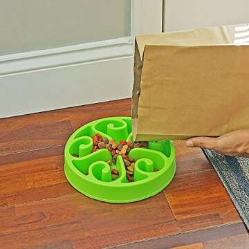 Slow Feeder Dog Bowl Anti-Choking Help Prevent Bloat Non Toxic BPA Free Feeding Dish, Green