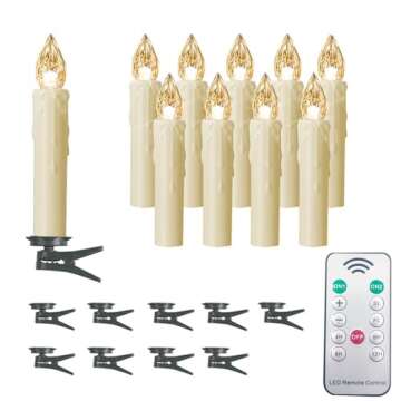 HANNAHONG 10 PCS Flamless Taper Fake Candles - Battery Operated LED Lights