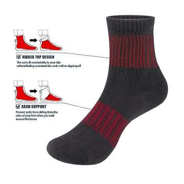 YUEDGE Womens Black Ankle Training Athletic Socks Moisture Wicking Cotton Cushioned Quarter Socks for Women 6-9, 5 Pairs/Pack