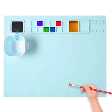 AWOKE Silicone Painting Mat - 20"X16" Art Mat with Collapsible Water Cup