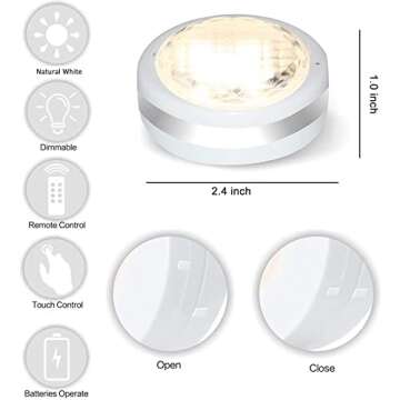 Starxing Puck Lights with Remote, Battery Operated Under Cabinet Lighting, Led Tap Light with Remote...