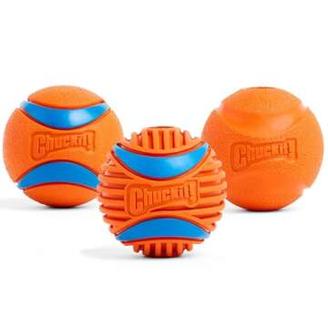 Chuckit! Gen 3 Fetch Medley Dog Balls - Interactive Dog Toys, High-Bounce Fetch Ball, Floating Ultra and Rugged Balls, Durable - Size Medium, 2.5-inch Diameter, Set of 3