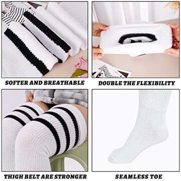 Plus Size Womens Thigh High Socks for Thick Thighs- Extra Long Striped Thick Over the Knee Socks- Leg Warmer Boot Socks