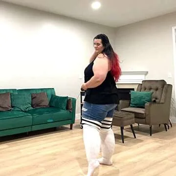 Plus Size Womens Thigh High Socks for Thick Thighs- Extra Long Striped Thick Over the Knee Socks- Leg Warmer Boot Socks