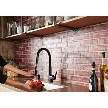 Moen Matte Black Deck Mounted Modern Soap Dispenser for Kitchen Sink with Above the Sink Refillable Bottle, 3942BL