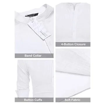 Trendy COOFANDY Cotton Linen Henley Shirt for Summer