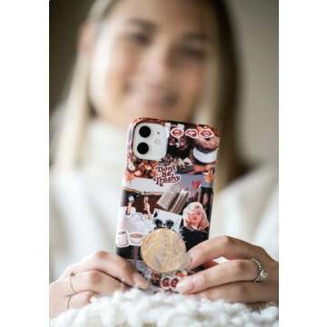 Grips by CRYSTALFY Ivory Pearl Authentic Natural Abalone Seashell Crystal Phone Grip Holder, Expanding Kickstand, Natural Gemstone Swappable Top Accessory for iPhone, iPad, Kindle, Mobile Devices