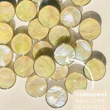 Grips by CRYSTALFY Ivory Pearl Authentic Natural Abalone Seashell Crystal Phone Grip Holder, Expanding Kickstand, Natural Gemstone Swappable Top Accessory for iPhone, iPad, Kindle, Mobile Devices