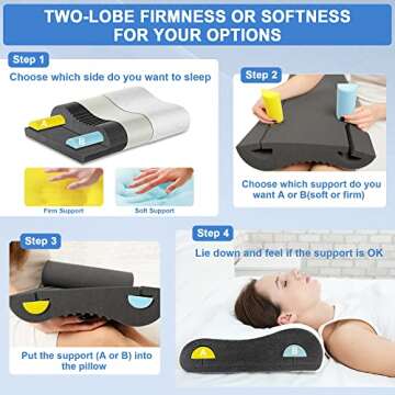 Joynox Memory Foam Pillow, Adjustable Contour Pillow for Neck Pain, Orthopedic Support Cervical Pill...