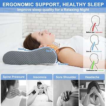 Joynox Memory Foam Pillow, Adjustable Contour Pillow for Neck Pain, Orthopedic Support Cervical Pillow for Sleeping, Ergonomic Bed Pillow for Back, Side, Stomach Sleepers, White