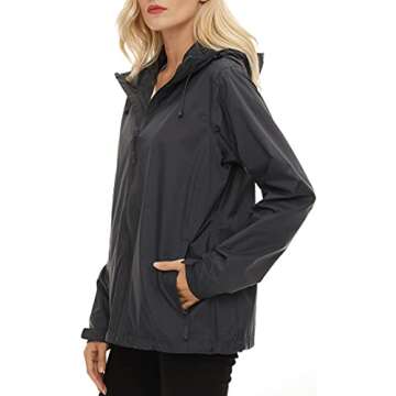 LeSies Women's Rain Jacket Lightweight Waterproof Rain Coat with Hooded Windproof Adjustable Windbre...