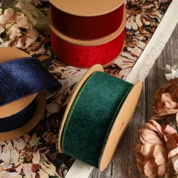 LaRibbons Elegant Velvet Lurex Wired Ribbon for Crafting
