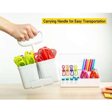 Stanley Removable 4 Cup Office Supplies Organizer Caddy for Scissors, Pens, Pencils, Notepads Art Supplies and other Desk Essentials, White (SCICAD)