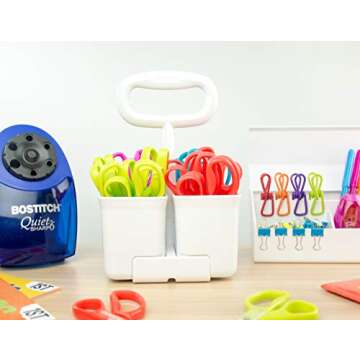 Stanley Removable 4 Cup Office Supplies Organizer Caddy for Scissors, Pens, Pencils, Notepads Art Supplies and other Desk Essentials, White (SCICAD)