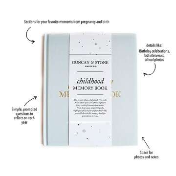 Childhood Memory Book (Sky Blue, 175 Pages) - Milestone & Child Memory Book from Pregnancy to Year E...