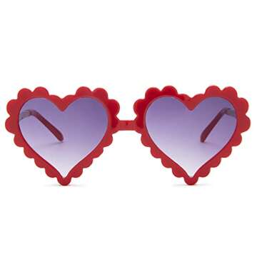 COASION Kids Heart Girls Sunglasses UV 400 Protection for Toddler Party Beach Shades Age 3-10 (Red)
