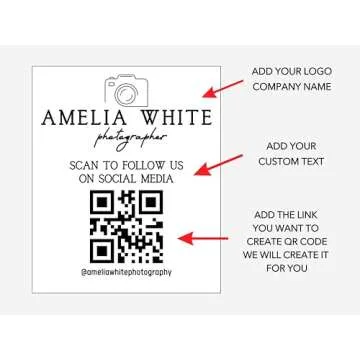Personalized QR Business Sign - Personalized QR Sign Shop Decor Business Social Media Sign Sign for Business Custom Acrylic Sign Acrylic Sign Logo Table Sign Social Media Sign Qr Code Signs,