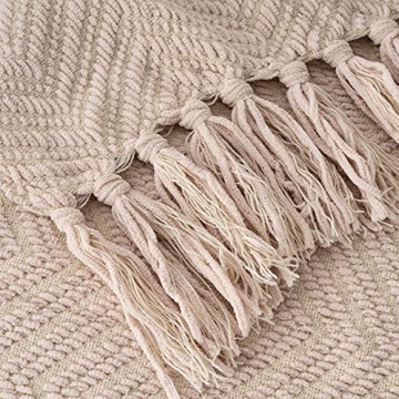 BATTILO HOME Soft Knitted Beige Throw Blanket for All Seasons