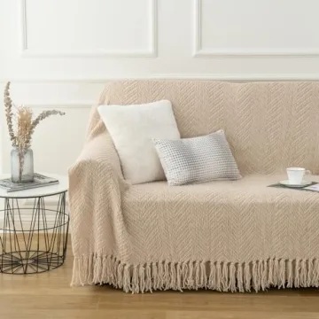 BATTILO HOME Soft Knitted Beige Throw Blanket for All Seasons