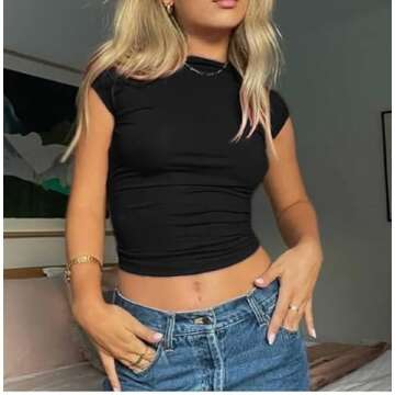 Seyurigaoka Women's Backless T-Shirts Cut Out Crop Top Sleeveless Vintage Multi Ways Wear Tee 2022 S...