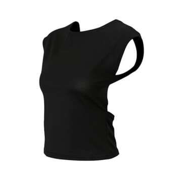 Seyurigaoka Women's Backless T-Shirts Cut Out Crop Top Sleeveless Vintage Multi Ways Wear Tee 2022 Summer Fashion(Open Back-Black,Small)