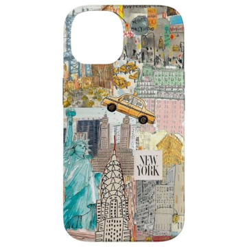 iPhone 14 Retro NY New York City Collage Drawing Art Case