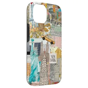Stylish iPhone 14 Retro NY City Collage Art Case