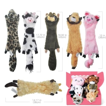 SHARLOVY Dog Chew Toys 6 Pack Plush Crinkle Squeaky