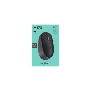 Logitech M170 Wireless Mouse for PC, Mac, Laptop, 2.4 GHz with USB Mini Receiver, Optical Tracking, 12-Months Battery Life, Ambidextrous - Black