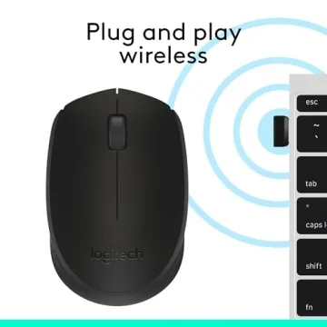 Logitech M170 Wireless Mouse for PC, Mac, Laptop, 2.4 GHz with USB Mini Receiver, Optical Tracking, 12-Months Battery Life, Ambidextrous - Black