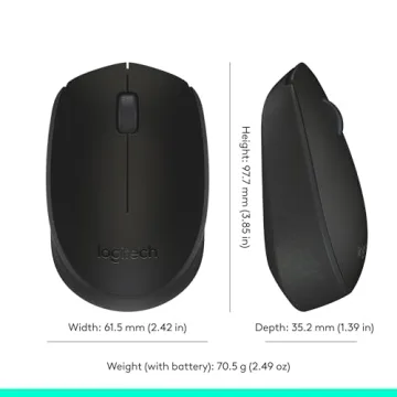 Logitech M170 Wireless Mouse for PC, Mac, Laptop, 2.4 GHz with USB Mini Receiver, Optical Tracking, 12-Months Battery Life, Ambidextrous - Black