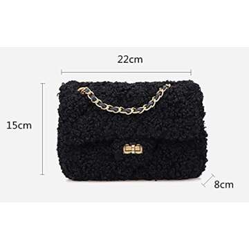Women Plush Shoulder Bag Fashion Fluffy Crossbody Purse Soft Warm Shopping Dating Bag with Adjustabl...