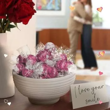 Lindt LINDOR Strawberries and Cream White Chocolate Truffles - 8.5 oz Bag