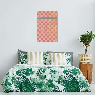 Wynwood Studio Abstract Contemporary Wrapped Canvas Art - Checkered Fabric, Wall Art for Living Room, Bedroom, and Bathroom, 24" x 36", Pink and Brown Home Decor
