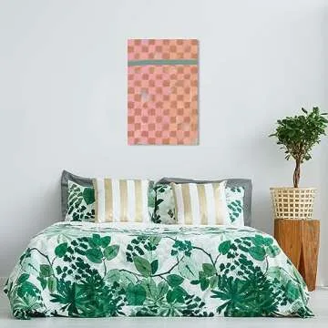 Wynwood Studio Abstract Contemporary Wrapped Canvas Art - Checkered Fabric, Wall Art for Living Room, Bedroom, and Bathroom, 24" x 36", Pink and Brown Home Decor