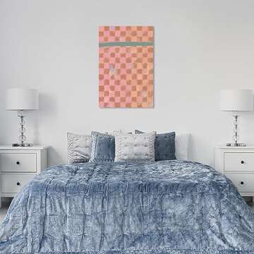 Wynwood Studio Abstract Contemporary Wrapped Canvas Art - Checkered Fabric, Wall Art for Living Room, Bedroom, and Bathroom, 24" x 36", Pink and Brown Home Decor