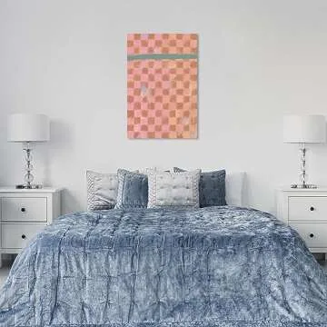 Wynwood Studio Abstract Contemporary Wrapped Canvas Art - Checkered Fabric, Wall Art for Living Room, Bedroom, and Bathroom, 24" x 36", Pink and Brown Home Decor