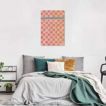 Wynwood Studio Abstract Contemporary Wrapped Canvas Art - Checkered Fabric, Wall Art for Living Room, Bedroom, and Bathroom, 24" x 36", Pink and Brown Home Decor