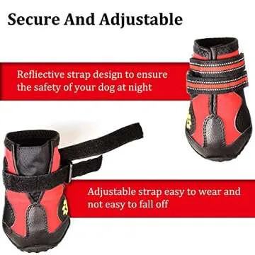 CovertSafe& Dog Boots for Dogs Non-Slip, Waterproof Dog Booties for Outdoor, Dog Shoes for Medium to Large Dogs 4Pcs with Rugged Sole Black-Red