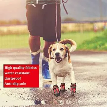 CovertSafe& Dog Boots for Dogs Non-Slip, Waterproof Dog Booties for Outdoor, Dog Shoes for Medium to Large Dogs 4Pcs with Rugged Sole Black-Red