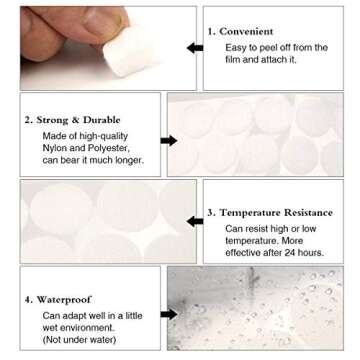 Self Adhesive Dots,1100pcs(550 Pairs) 0.59" Diameter Strong Sticky Back Hook Nylon, 15mm Loop Strips...