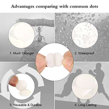 Self Adhesive Dots,1100pcs(550 Pairs) 0.59" Diameter Strong Sticky Back Hook Nylon, 15mm Loop Strips with Waterproof Glue Tapes, Perfect for School Classroom,Office, Home(White)