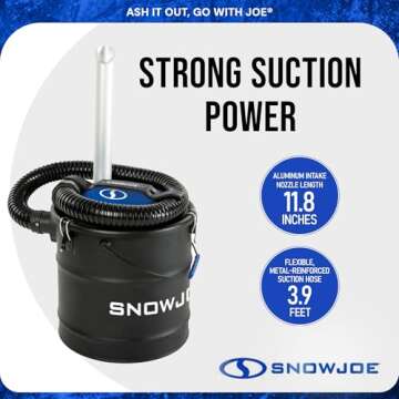 Snow Joe 4.8 Gallon Bagless Ash Vacuum Cleaner for Easy Cleanup