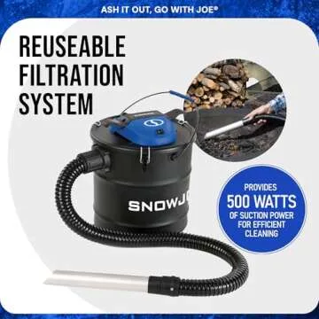 Snow Joe 4.8 Gallon Bagless Ash Vacuum Cleaner for Easy Cleanup